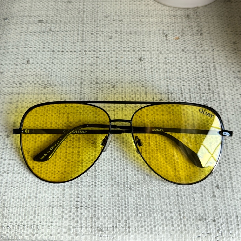 QUAY x Desi Perkins SAHARA sunglasses in yellow.